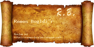 Remes Boglár névjegykártya